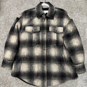 Reiss Wool Blend Checked Shacket/Jacket